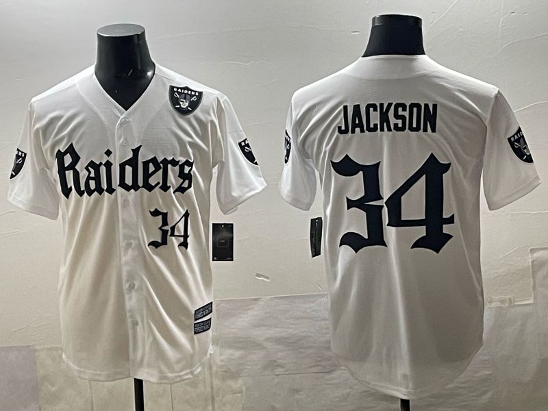 Men 2025 Oakland Raiders #34 Jackson white 6th generation Joint Name Nike Limited NFL Jersey style 07->oakland raiders->NFL Jersey